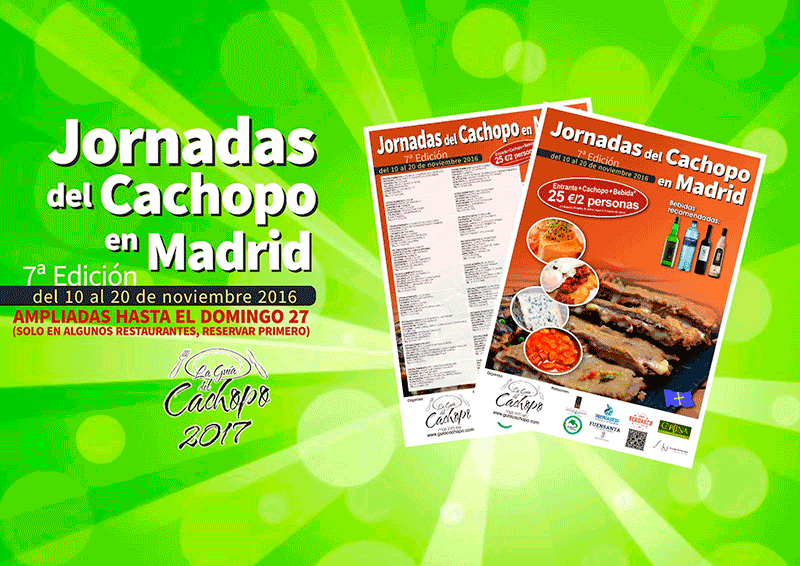 7ª Edición de las Jornadas del Cachopo de Madrid (Entrante + Cachopo + Bebida 25 € / 2 personas)